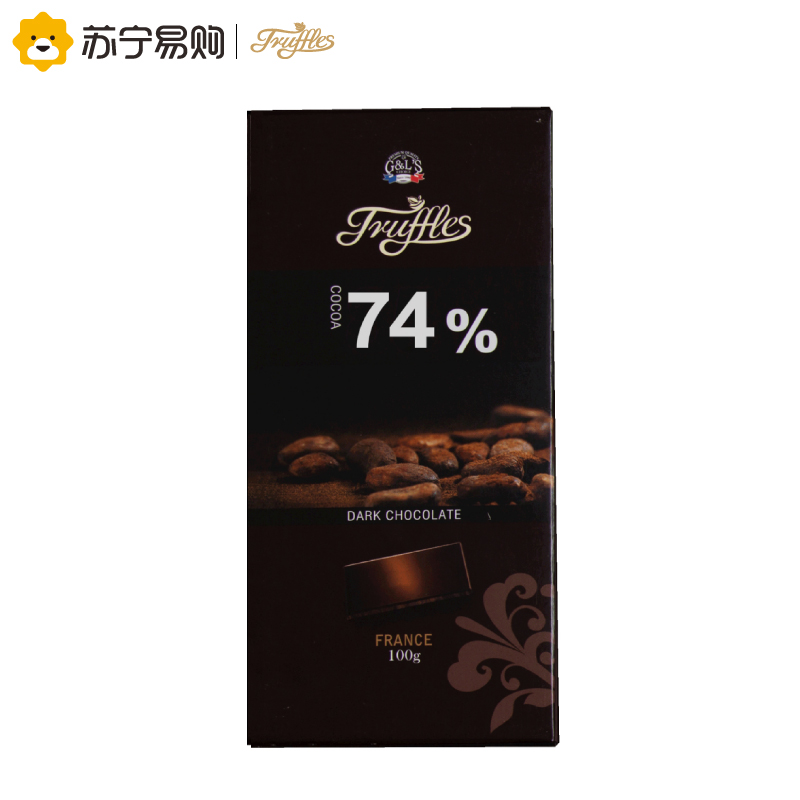 [苏宁超市] 德菲丝(Truffles) 排块装74%可可黑巧克力 100g 法国进口