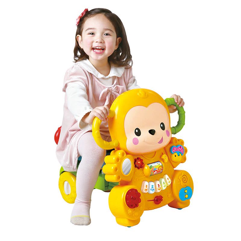 澳贝(AUBY)小猴学步车早教玩具 12个月以上塑料材质 三档学步高度可调速趣味游戏 463329DS图片