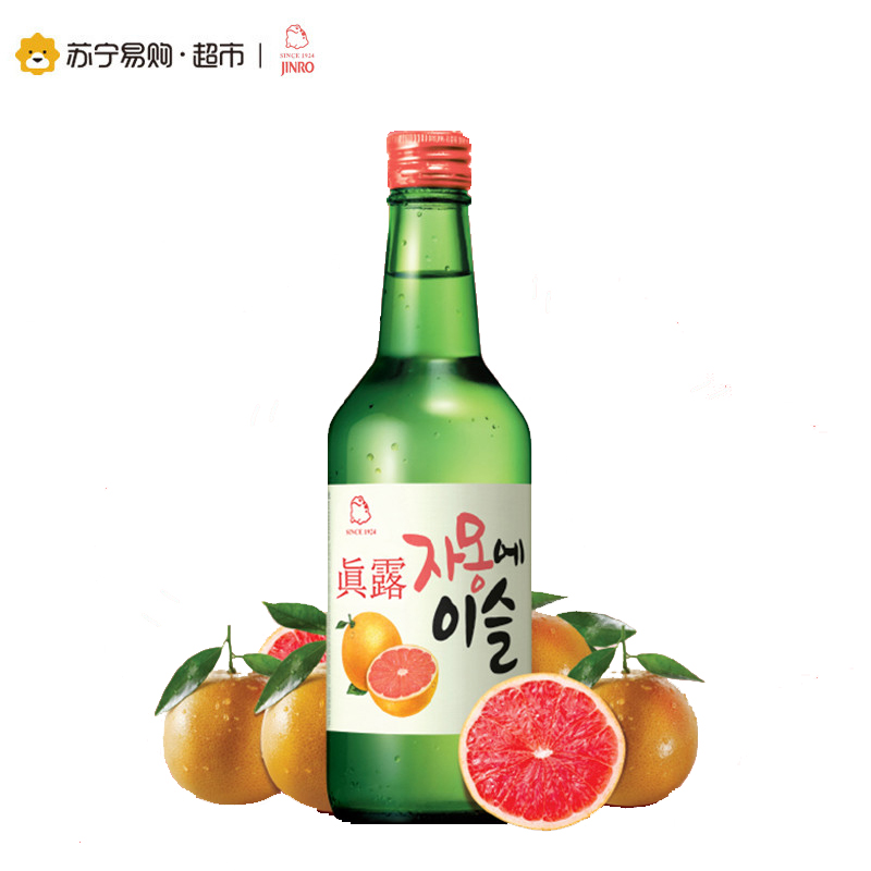 真露(JINRO)烧酒 韩国进口13° 西柚味 360ml*2瓶 整箱装