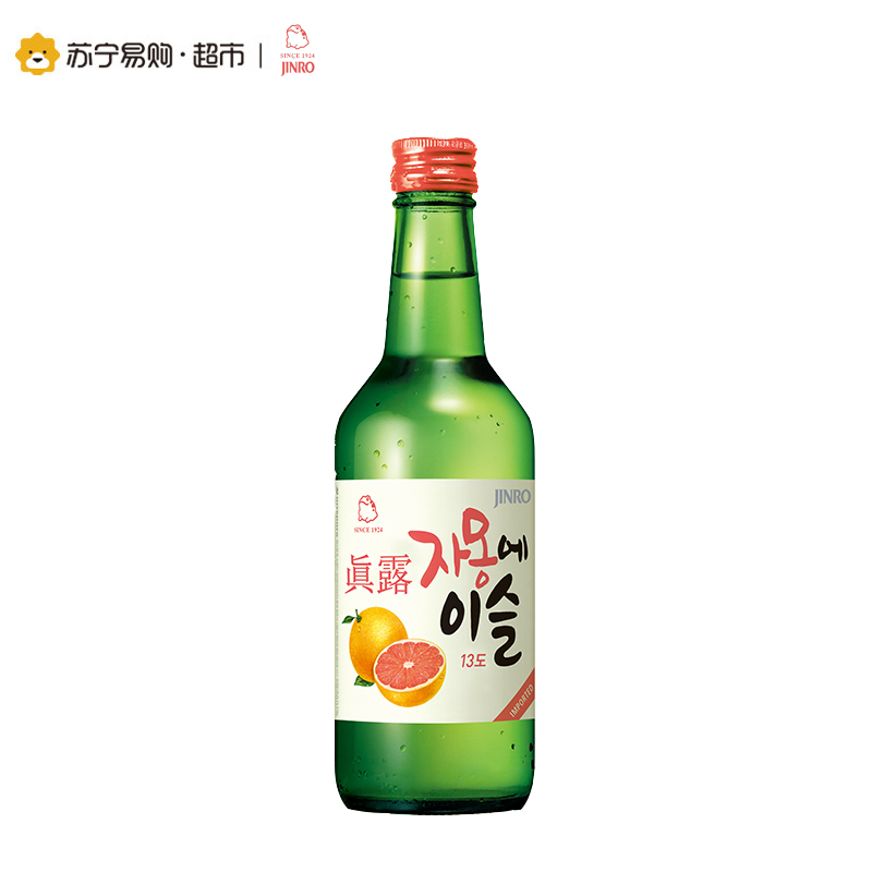 真露(JINRO)烧酒 韩国进口13° 西柚味 360ml*2瓶 整箱装