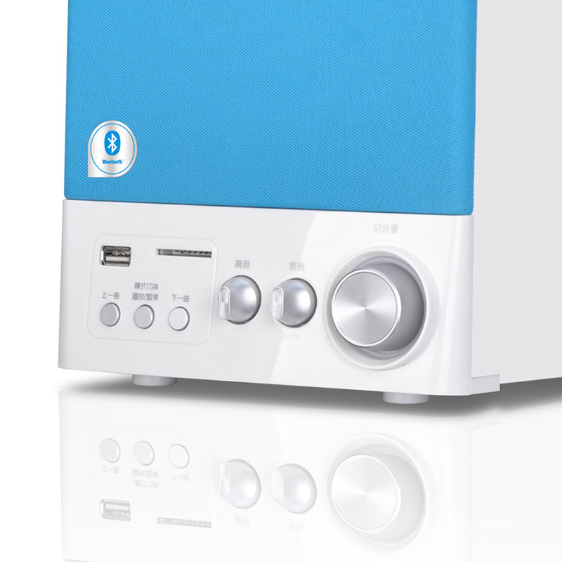 恩科(ENKOR)E900B多媒体蓝牙电脑音箱木质2.1插卡音响低音炮 蓝色