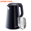 苏泊尔(SUPOR) SWF17E20C 家用电热水壶 304不锈钢烧开水壶 1.7L/1.7升 双层保温防烫 墨黑色