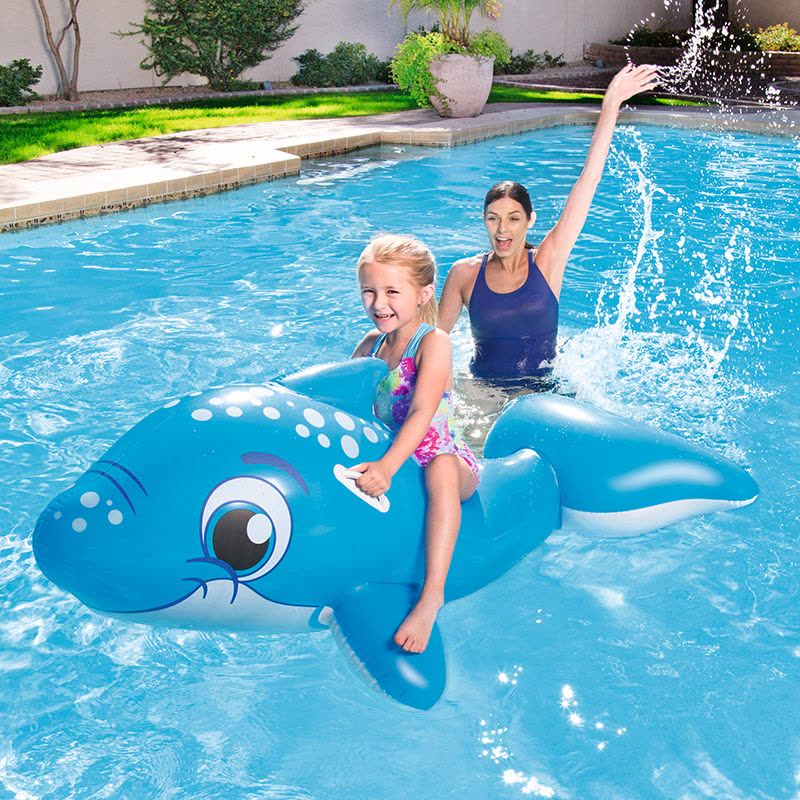 [苏宁自营]百威 Bestway 儿童充气海豚坐骑 水上游玩浮圈泳圈41087图片