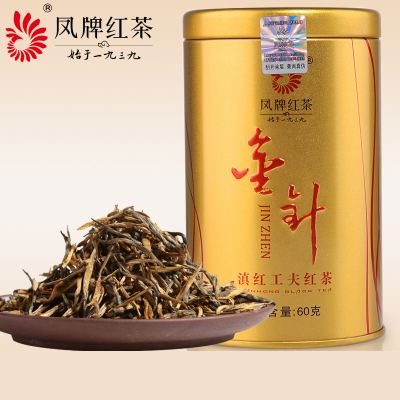 凤牌红茶 滇红茶特级云南凤庆滇红金针金芽茶工夫红茶60g罐装 中华老字号