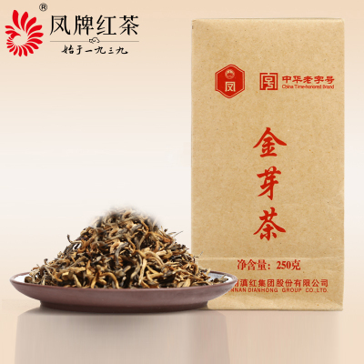 凤牌红茶 中华老字号 云南临沧凤庆滇红茶金丝机制金芽茶袋装250g