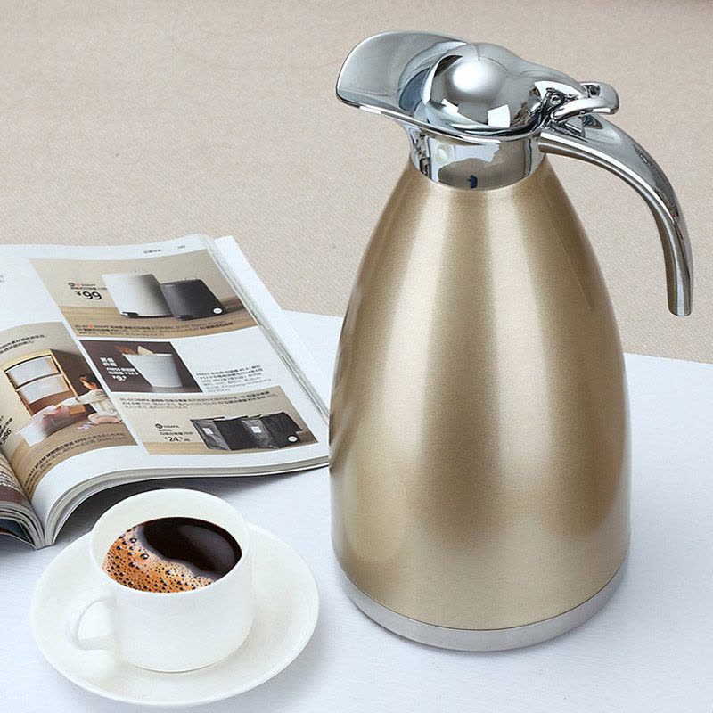 美厨 保温壶 304不锈钢真空热水壶保温瓶暖壶开水瓶 2.0L大容量防滑咖啡壶图片