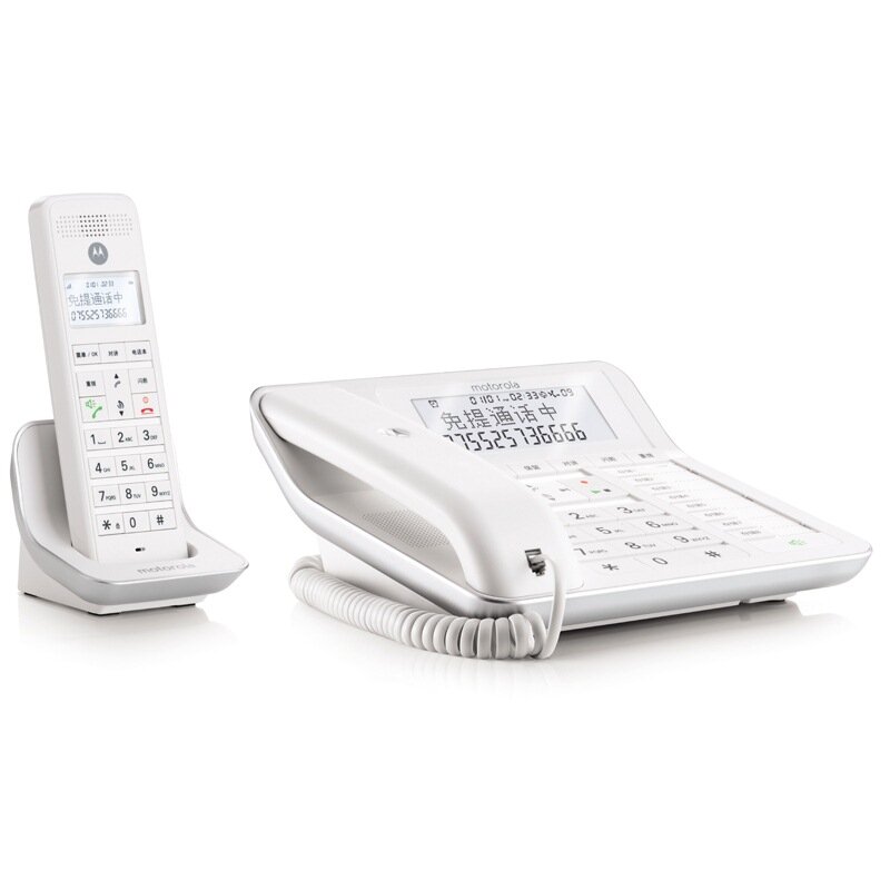 摩托罗拉(Motorola)C7001C数字无绳电话机/座机/子母机 一拖一固(白色)高清大图