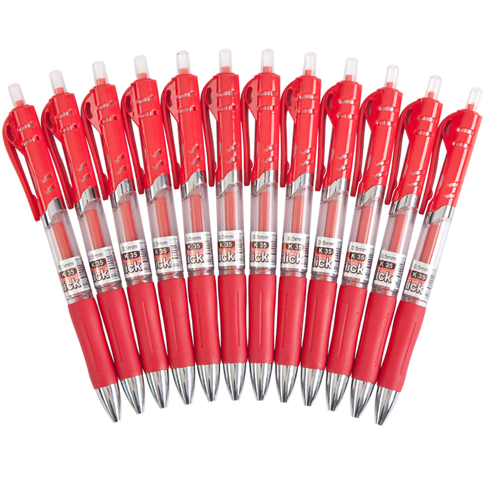 齐心(comix)K35按动中性笔12支/盒 3盒装 0.5mm水笔 签字笔 水性笔 碳素笔 红色