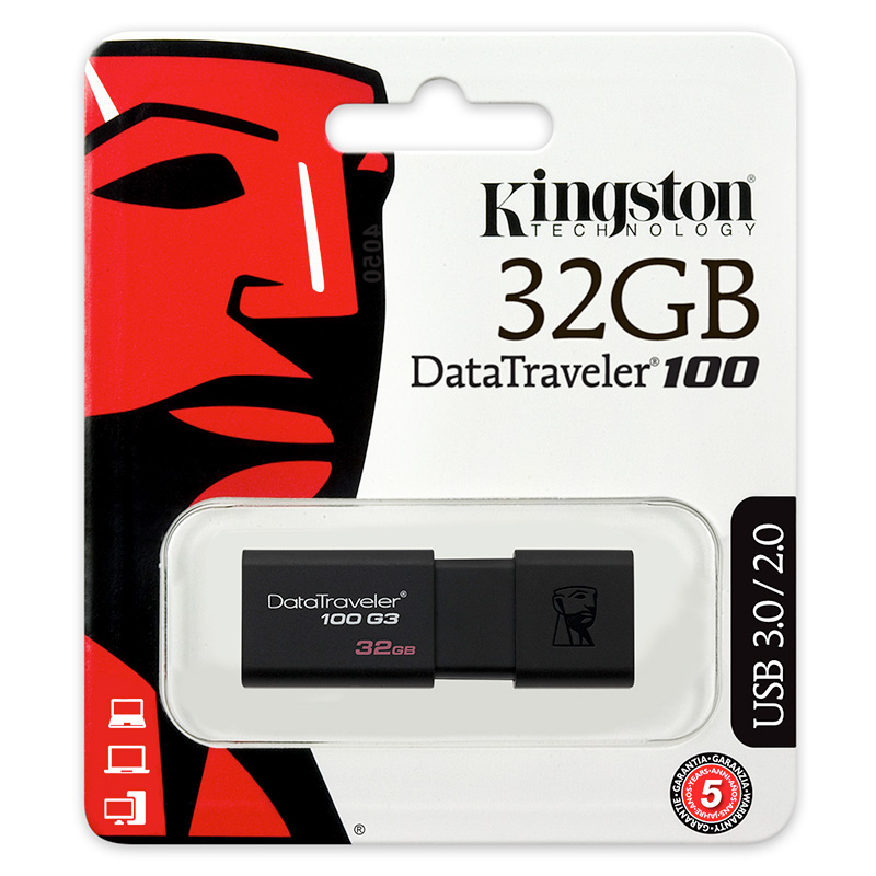 苏宁自营金士顿(Kingston)DT 100G3 32GB USB3.0 U盘 黑色高清大图