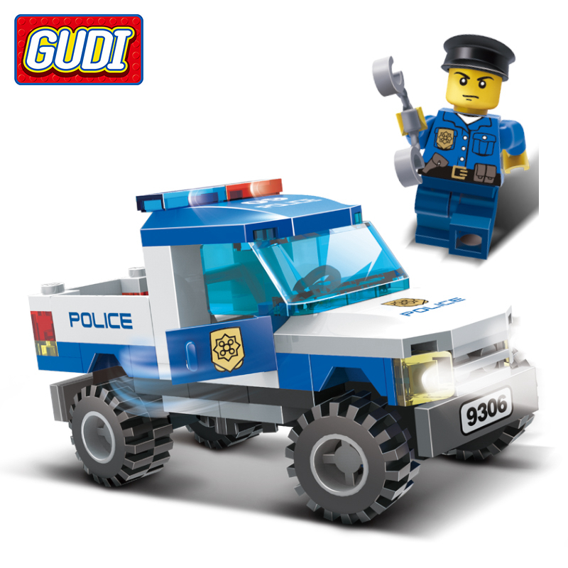 古迪(GUDI) 城市警察系列 9306警察皮卡车84片 小颗粒益智拼插积木 儿童玩具6-14岁