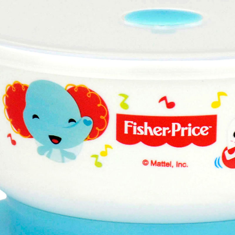 FISHER-PRICE费雪牌 PP防滑吸盘训练碗儿童餐具宝宝婴儿辅食碗带盖便携餐具 FP-8015蓝色250ML