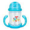 费雪牌(FISHER-PRICE)儿童宝宝学饮杯PP 防漏带双手柄吸管杯婴儿喝水训练杯240ml 蓝色 FP-8005