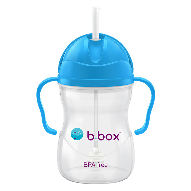 澳洲b.box婴儿水杯宝宝带刻度重力球训练吸管杯bbox儿童学饮杯240ml经典蓝色款