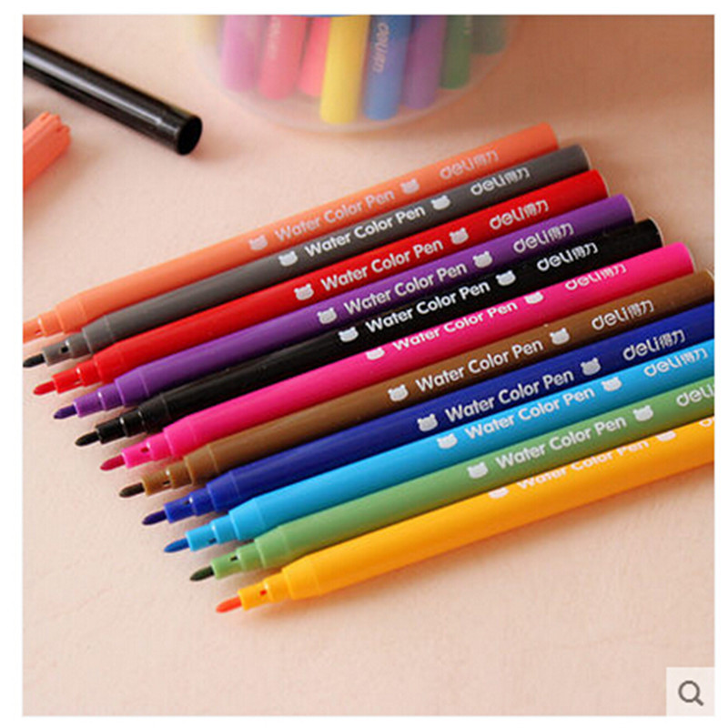得力(deli)6988水彩笔50色/筒 可水洗彩笔 彩色画笔 绘画笔 涂鸦笔 学生文具 笔类
