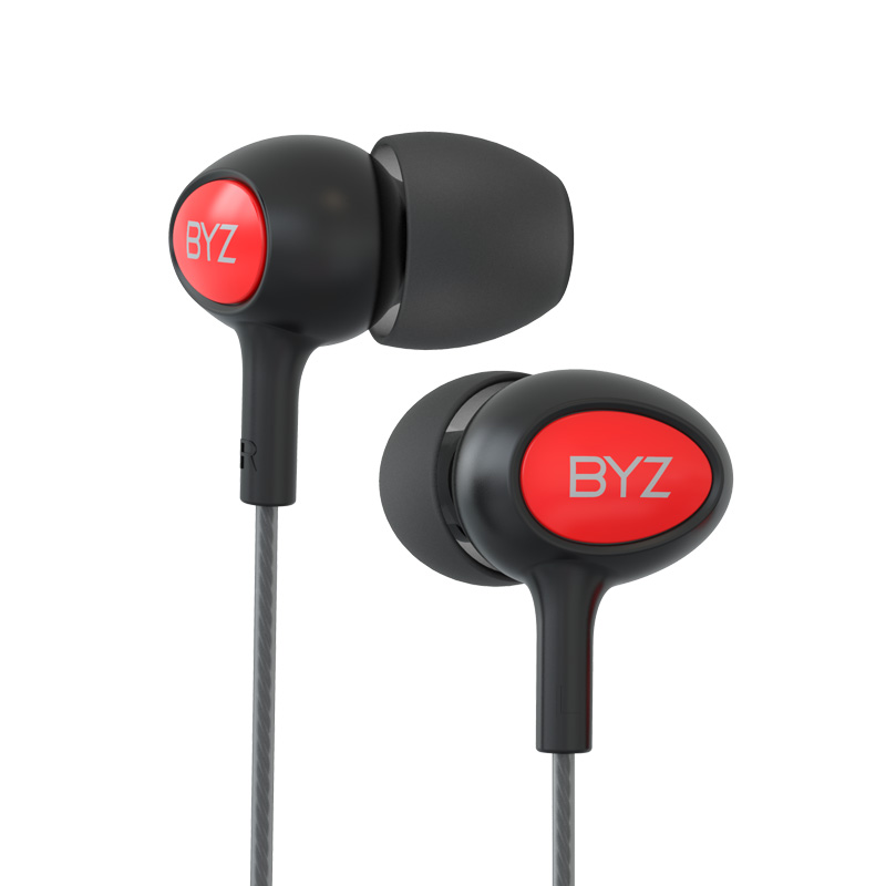 BYZ SE383重低音电脑苹果手机通用有线控入耳式运动耳塞式带麦耳机 黑色