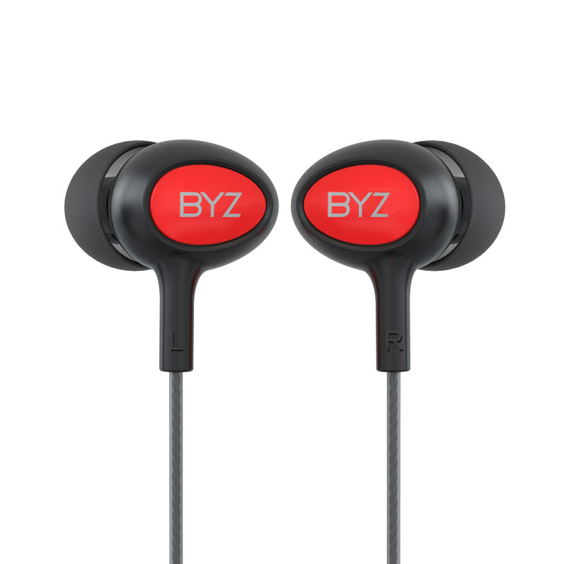 BYZ SE383重低音电脑苹果手机通用有线控入耳式运动耳塞式带麦耳机 黑色