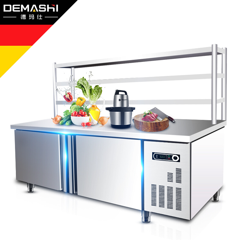 德玛仕(DEMASHI) 商用冷藏操作台冷柜冷冻保鲜工作台不锈钢冰箱冰柜 厨房奶茶店 1.2m*0.6m 冷藏 三层层架