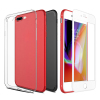 套装[手机壳膜四件套]ESCASE苹果8Plus/7Plus手机壳iphone8/7黑色红色高透硅胶软壳+全屏白色钢化膜