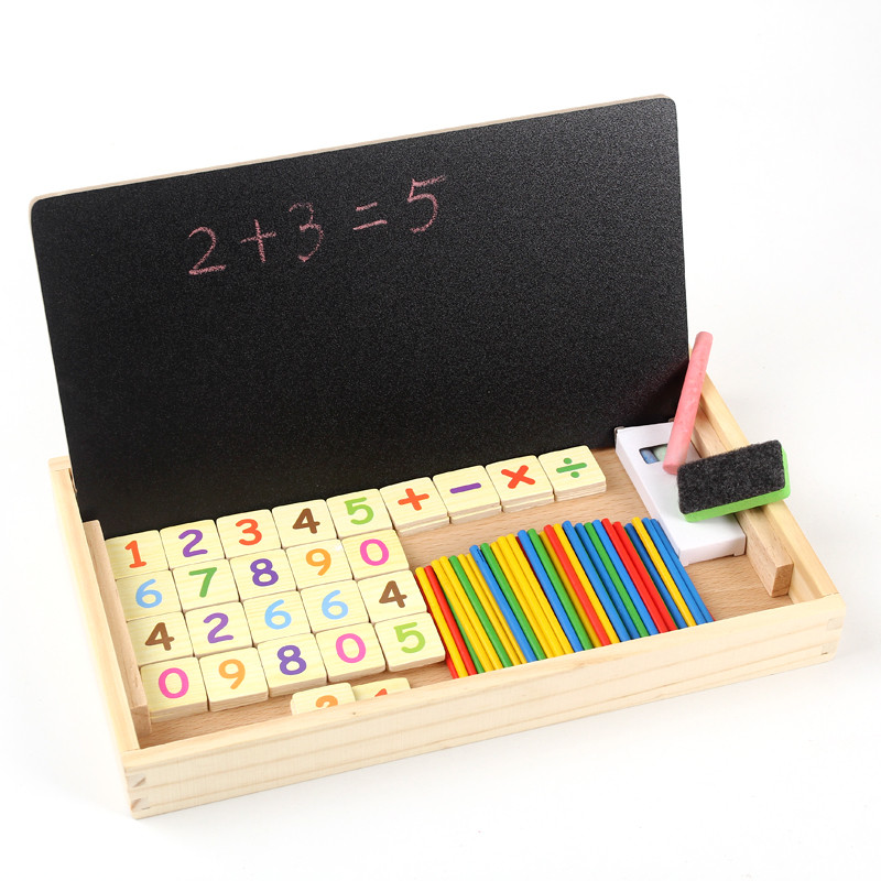 乐缔儿童幼儿园小画板黑板早教教具数数棒益智儿童玩具蒙氏数学算数棒算术棒数字运算 多功能数字运算学习盒高清大图