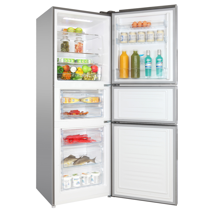 美菱(MELING)BCD-251WE3CX 251升 三门冰箱 冰箱家用 冰箱无霜 净味抗菌 电冰箱 宽幅变温(银色)