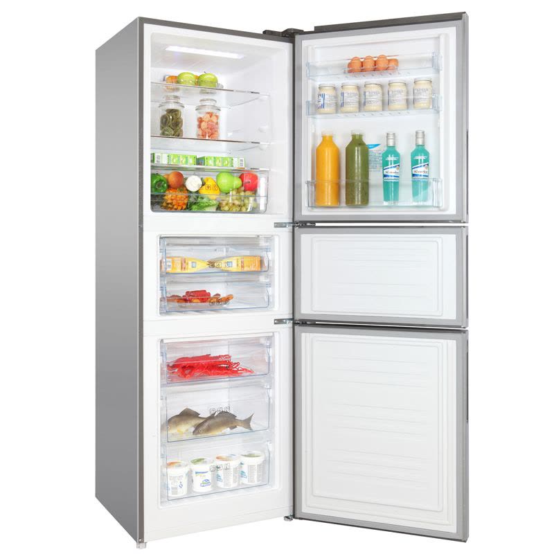 美菱(MELING)BCD-251WE3CX 251升 三门冰箱 冰箱家用 冰箱无霜 净味抗菌 电冰箱 宽幅变温(银色)图片