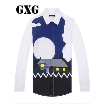 GXG男装衬衫[新尚] 秋装男士白底花色自然印象长袖衬衣#53203401/B10-16-A4