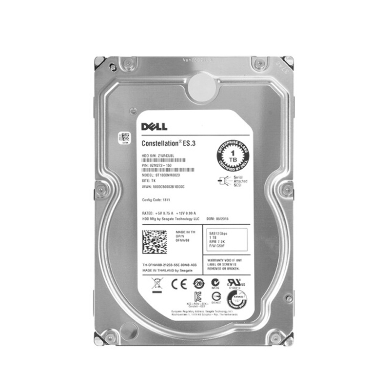 戴尔(DELL)服务器硬盘原厂 盒装 1T SAS 7.2K 3.5英寸 企业级 硬盘
