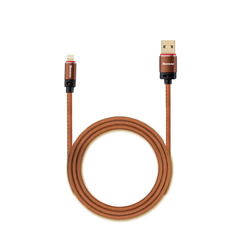 纽曼(Newmine) 苹果数据线 XP05棕色 USB2.0 皮革+高品质纯铜线芯 苹果设备通用 线长1.0米