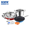 KMW 绿鼎第四代无烟炒锅30C(长柄)套装 FKMWTZCB5003024 炒锅汤锅煎锅炊具套装 绒光工艺 炫彩易清洁
