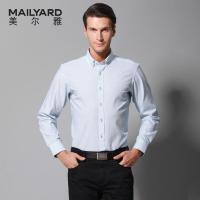 美尔雅（MAILYARD）长袖衬衫男纯棉免烫修身款商务休闲男式格子长袖衬衣333