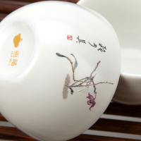 恒福 TEA MiLL 整套功夫 陶瓷 白瓷手绘石斛花 茶具套装赖少其名家作品 一盖碗一海六杯 其他