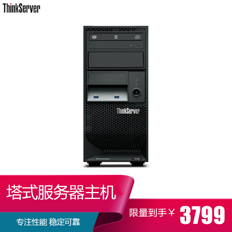 联想ThinkServer TS250 商用塔式服务器主机(奔腾双核G4560 4G 500G DVD)