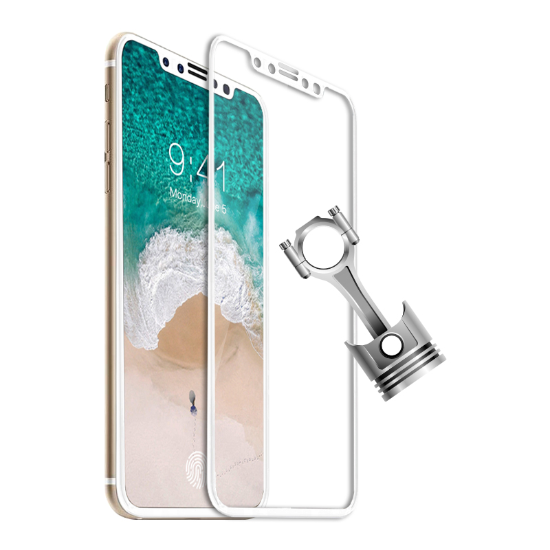 ESCASE iphone苹果X/10手机钢化膜/保护膜/玻璃膜 全屏全覆盖高清防爆防指纹手机贴膜 白色边框