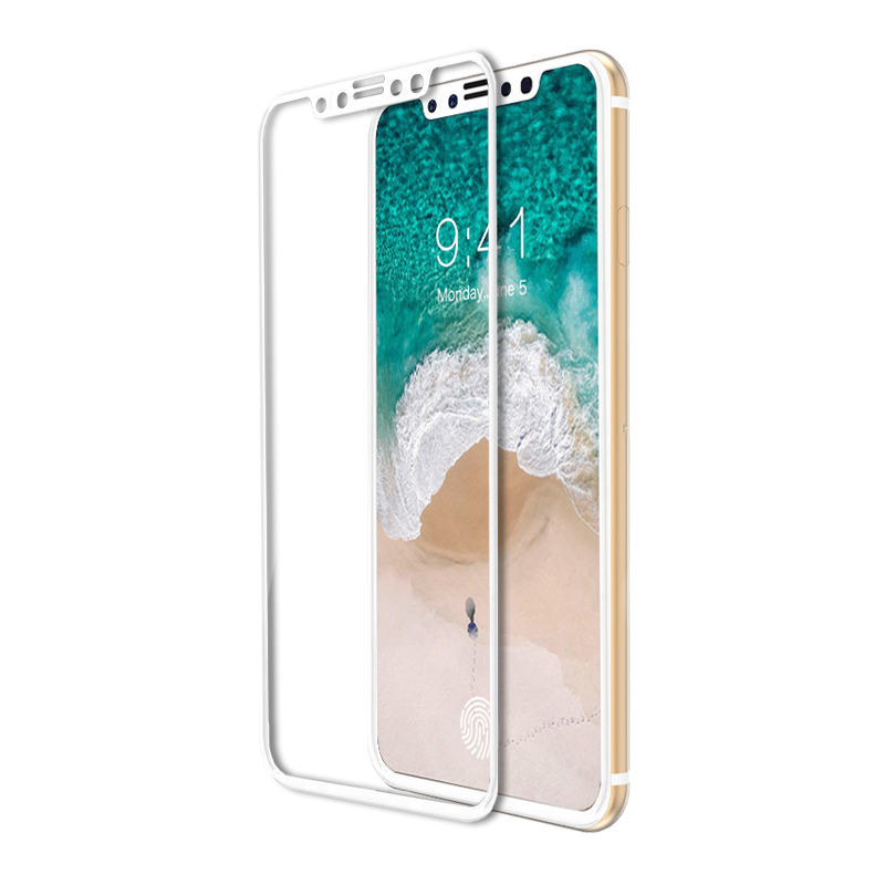 ESCASE iphone苹果X/10手机钢化膜/保护膜/玻璃膜 全屏全覆盖高清防爆防指纹手机贴膜 白色边框