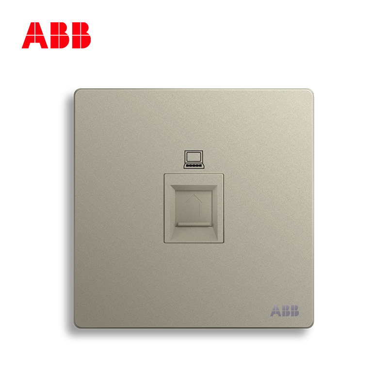 ABB开关插座 轩致无框香槟银一位超5类电脑插座RJ45AF331-CS