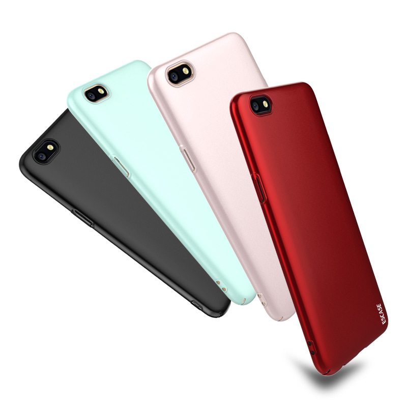 ESCASE OPPO A77手机壳 OPPO手机套 送可拆卸指环扣 全包烤漆肤感保护硬壳（有吊绳孔） 肤感黑