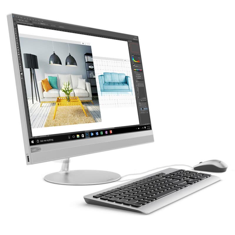 联想(Lenovo)IdeaCentre AIO 520 23.8英寸一体机台式电脑(I5-7400T 8G 128GB+1TB 银色)图片