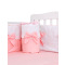 霖贝儿(LINBEBE)婴儿床上用品四件套精梳棉床围床笠可拆洗粉色蝴蝶结宝宝床品
