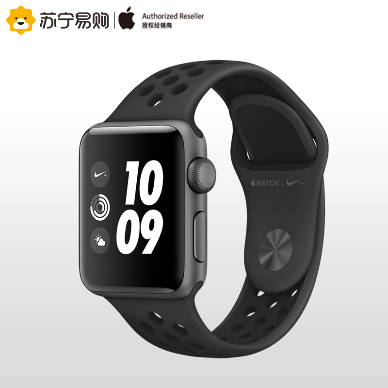 Apple苹果 Series3智能手表 GPS款 38毫米深空灰色铝金属表壳 煤黑配黑色Nike运动表带