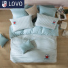 LOVO家纺出品 针织棉四件套床品套件床上用品床单被套