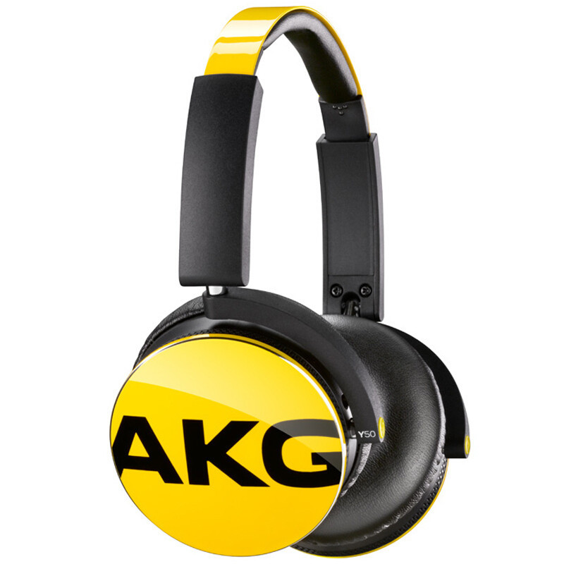 爱科技(AKG)Y50 便携式头戴式耳机 重低音 耳麦线控 立体声手机耳机 HIFI音乐耳机黄色