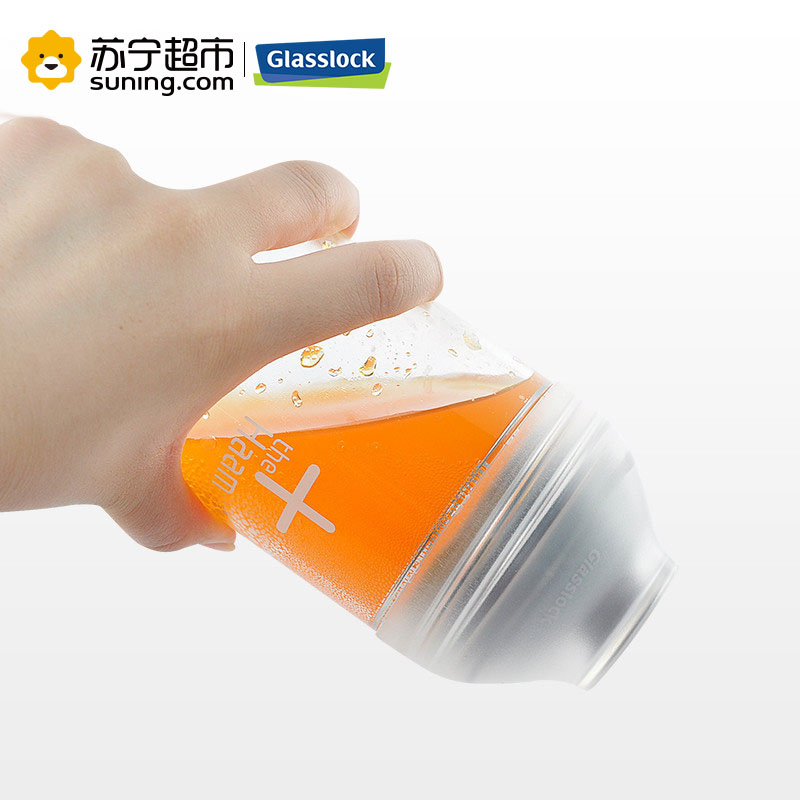 三光云彩（GLASSLOCK）储物罐韩国进口玻璃防漏油瓶带刻度量杯防潮灌收纳瓶子IP633 绿色 350ml油壶调料瓶