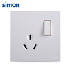 西蒙(simon)86型浴霸16A一开单控空调电源家用墙壁带开关三孔插座E6面板721682