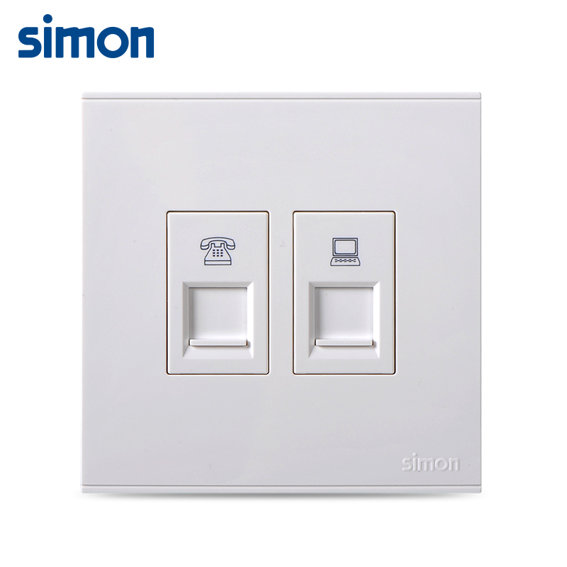 西蒙(simon)86型开关插座E6系列电脑电话面板网络电话插座面板网线电话线插座725229