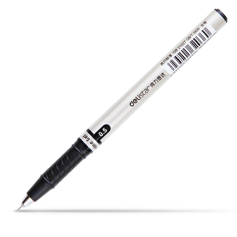 得力(deli)S36黑色中性笔0.5mm 12支/盒 水性笔 签字笔 文具碳素书写笔 黑笔 签名笔 财务用笔