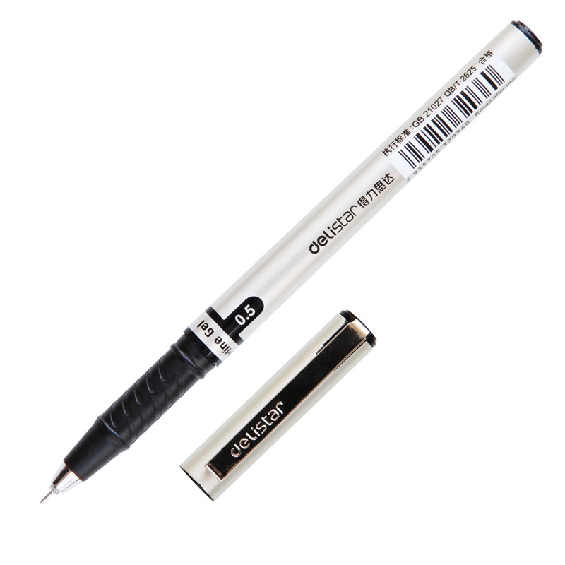 得力(deli)S36黑色中性笔0.5mm 12支/盒 水性笔 签字笔 文具碳素书写笔 黑笔 签名笔 财务用笔