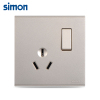 西蒙(simon)开关插座86型16A一开单控空调电源家用墙壁带开关三孔插座E6金色面板721682-46