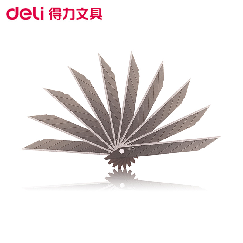 得力(deli)2015小号美工刀片5盒 30度尖头 9mm替换刀片 裁纸刀片 碳素钢制刀片 进口合金钢壁纸刀片