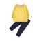 婴姿坊女童时尚百搭花边领可爱韩版A字长袖休闲裤童装两件套 黄色 80-120cm