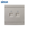 西蒙(simon)开关插座面板i3电话加电脑插座电话+信息网络网线插座香槟金315229-44